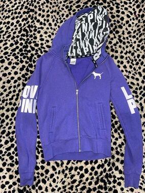 PINK Victoria's Secret Purple Full-Zip Logo Hoodie
